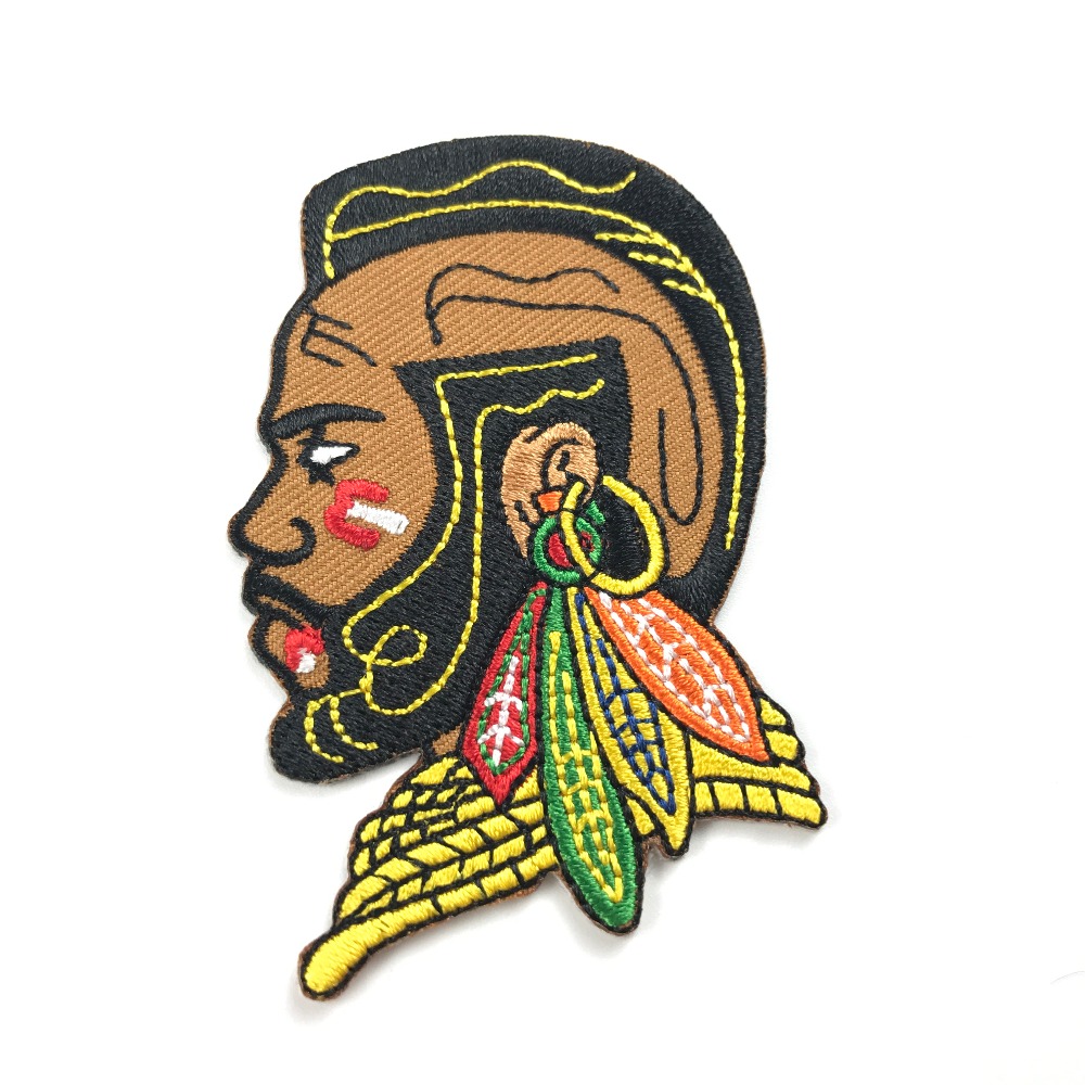 pink cut to shape embroidered patch